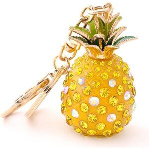Women Fashion Yellow Pineapple Rhinestone Alloy Resin Car or Bag Keychain